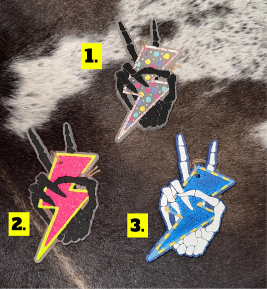 Skeleton Lightening Bolt Car Freshies