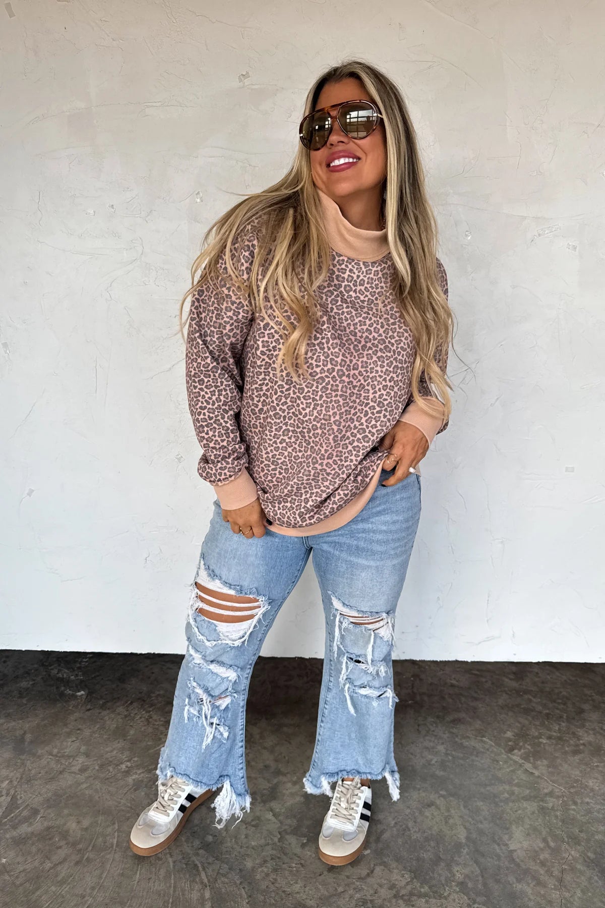 Stay Wild Oversized Mock Neck Sweatshirt