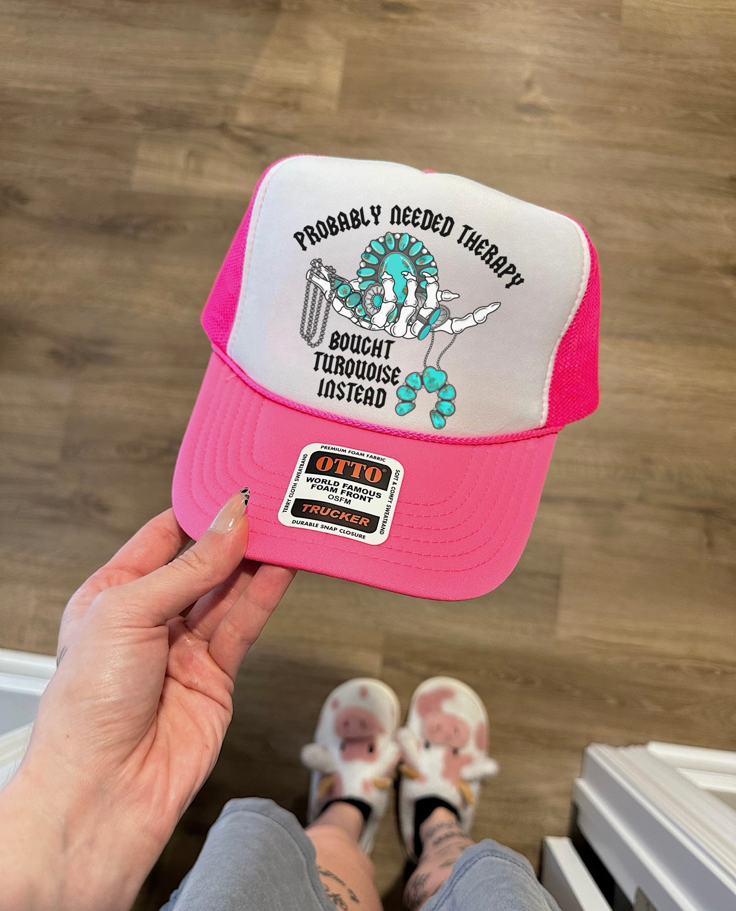 Turquoise & Therapy Trucker Hat (Multiple Color Options)