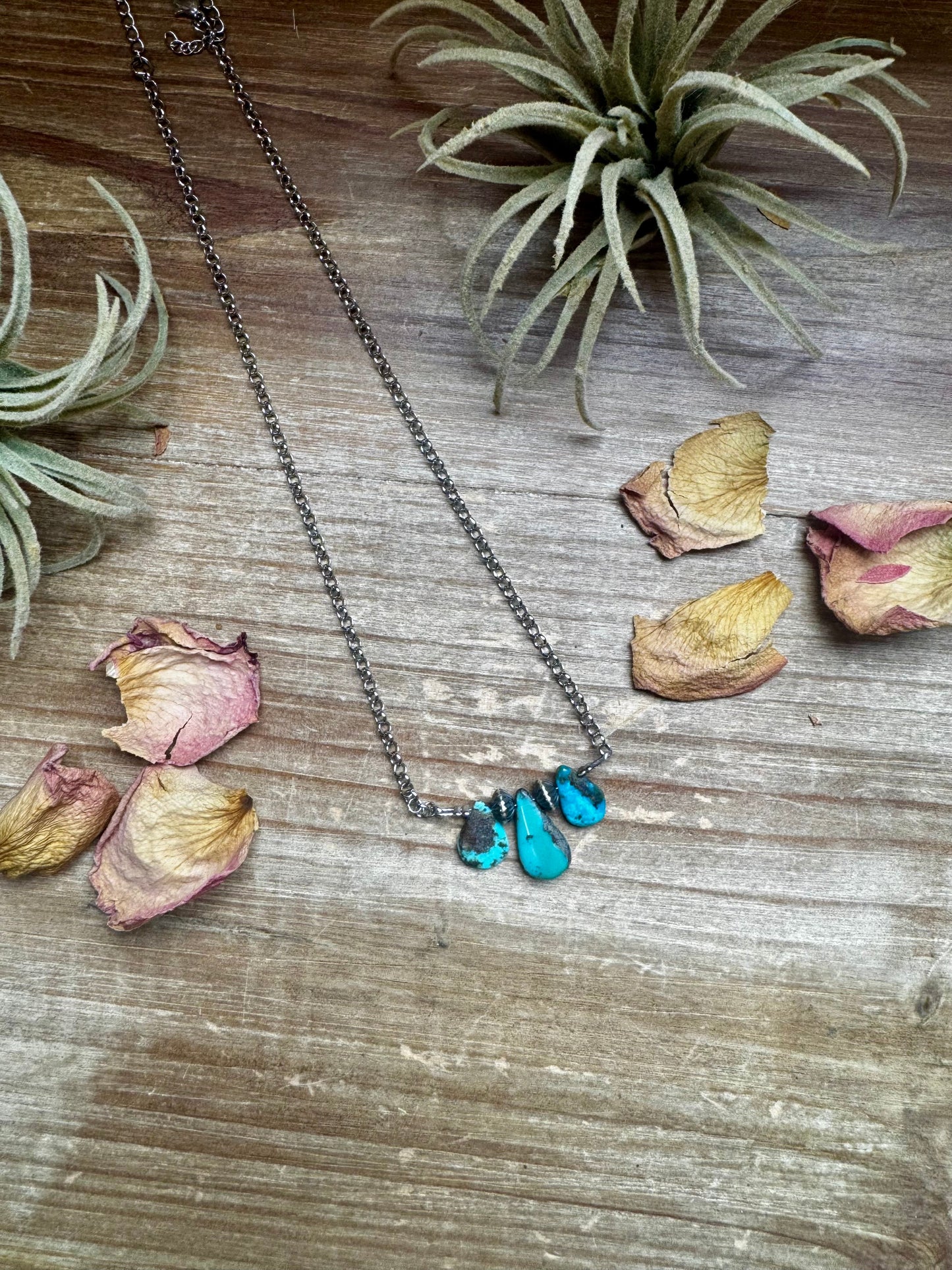 Blue Turquoise and Sterling Silver Pearl Necklace
