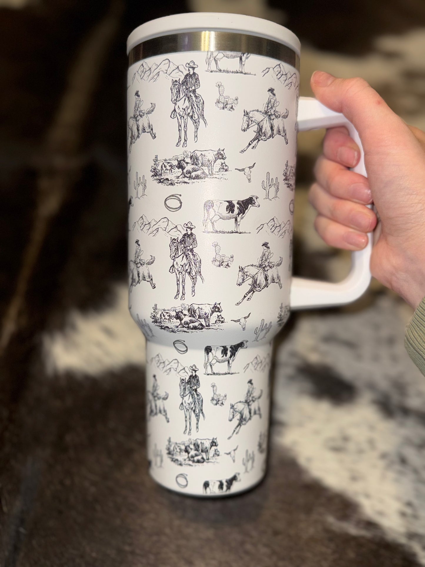 Spill-proof 40 oz Western Tumblers