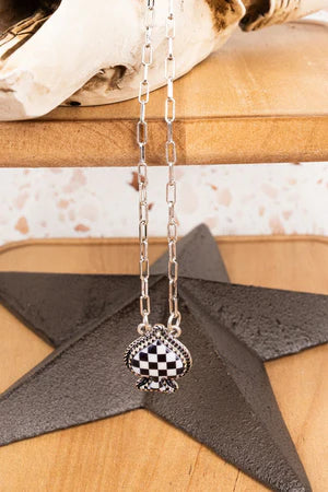 Checkered Spade Necklace
